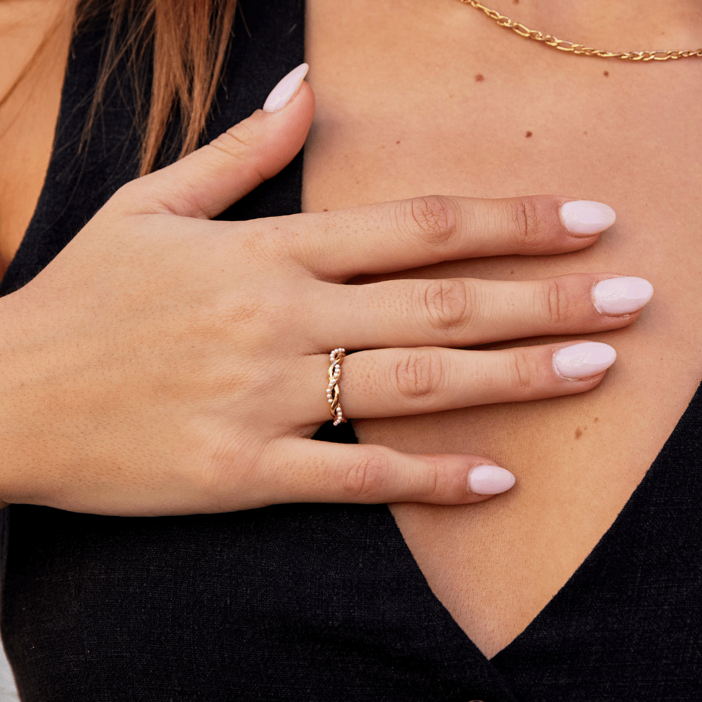 Radiant Pearl Wave Ring – FIORENE