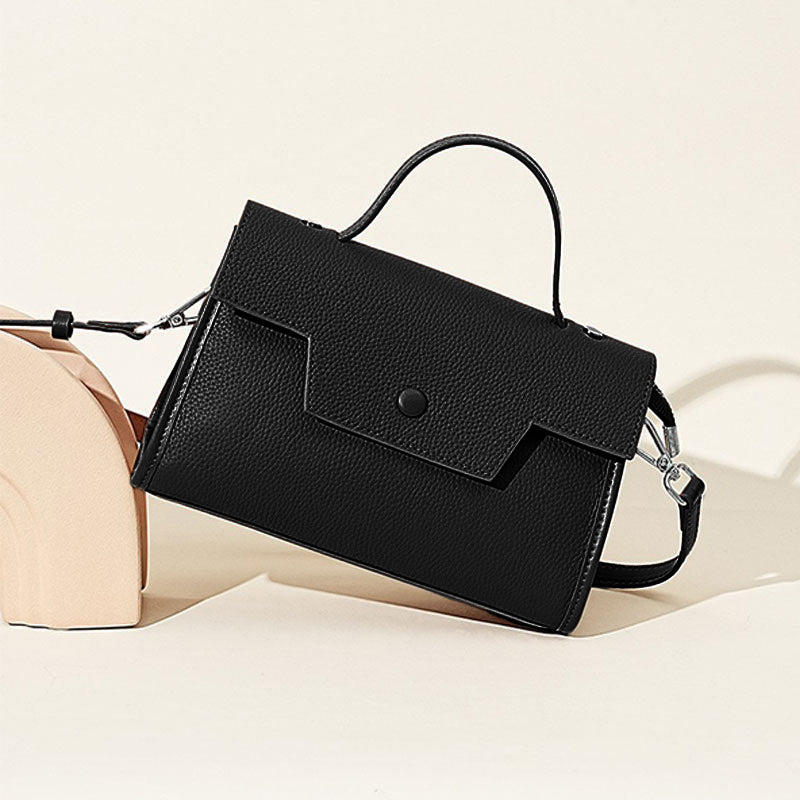 Ebony Crest Flap Shoulder Bag – FIORENE