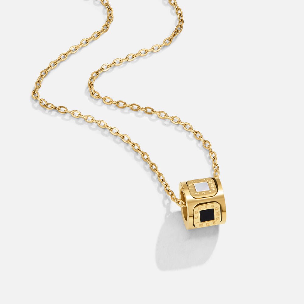 Gilded Geometric Cylinder Necklace – FIORENE