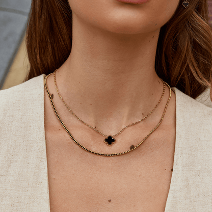 Onyx Clover Necklace – FIORENE
