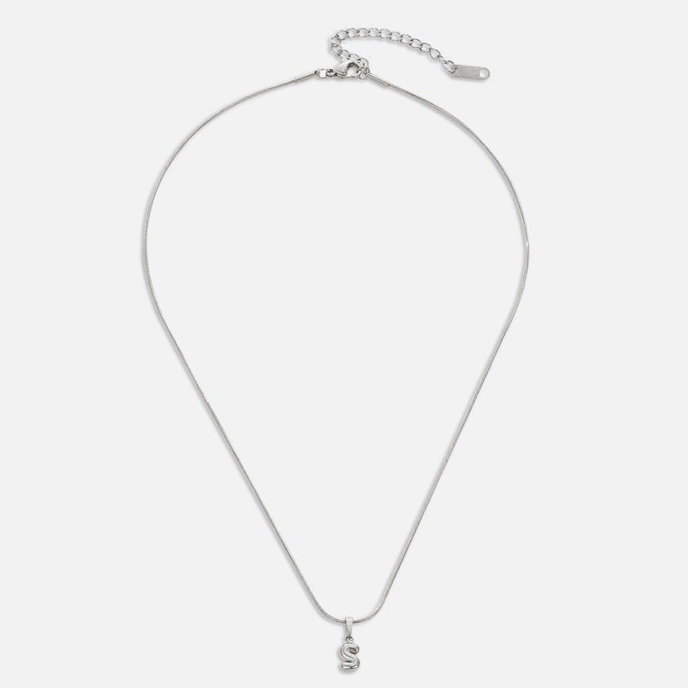 Silver Balloon Letter Necklace – FIORENE