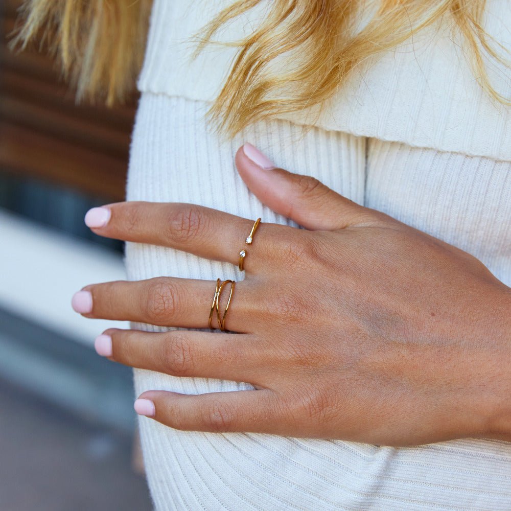 Gilded Duo Sparkle Ring – FIORENE