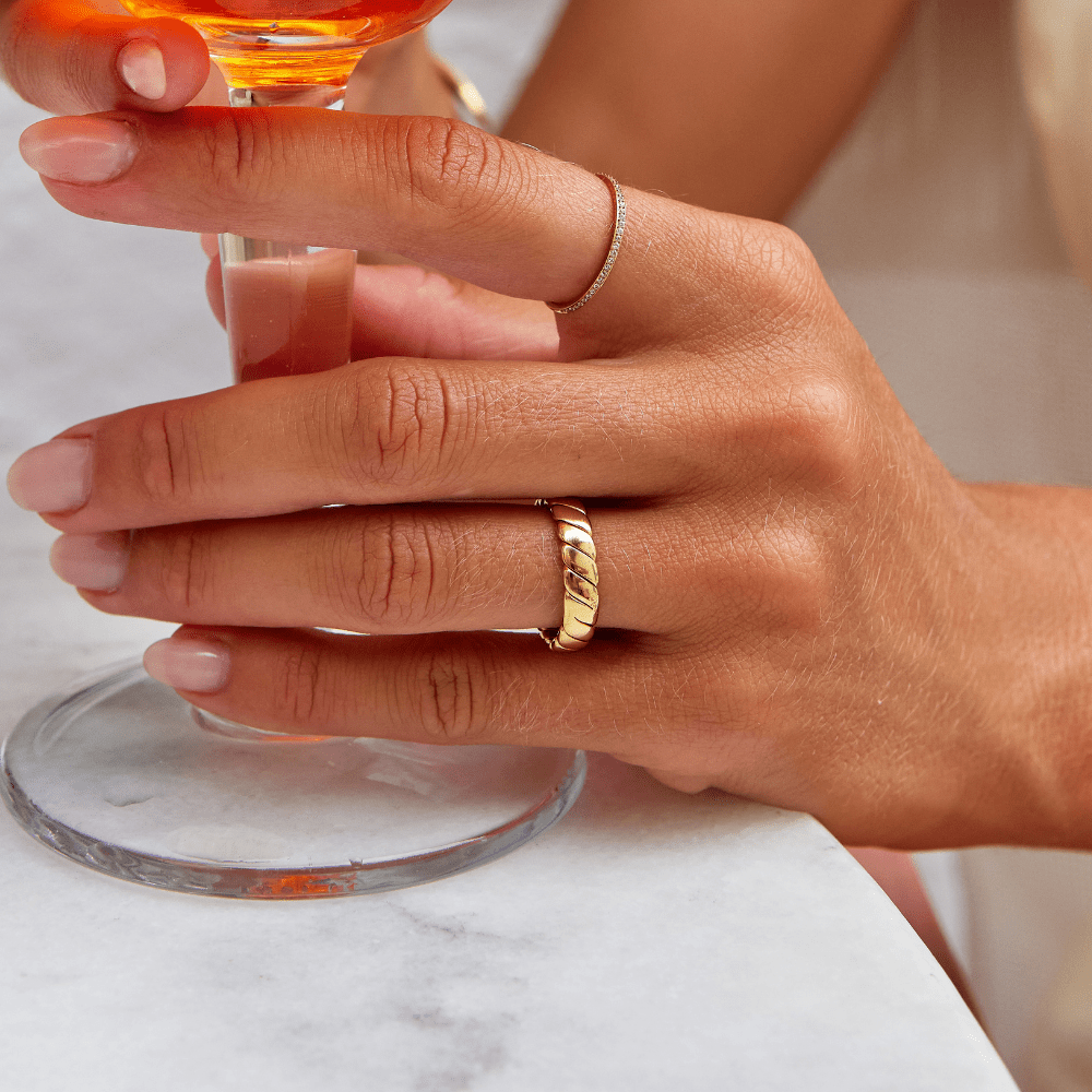 Golden Croissant Dome Ring – FIORENE