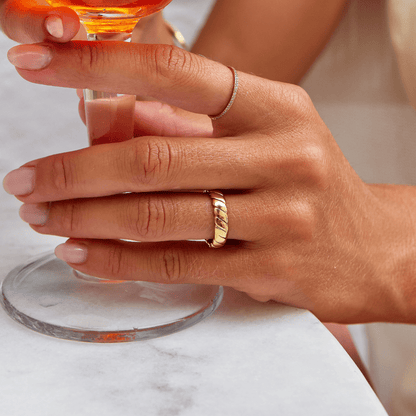 Golden Croissant Dome Ring – FIORENE