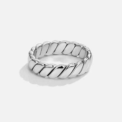 Silver Polished Ribbed Band – FIORENE