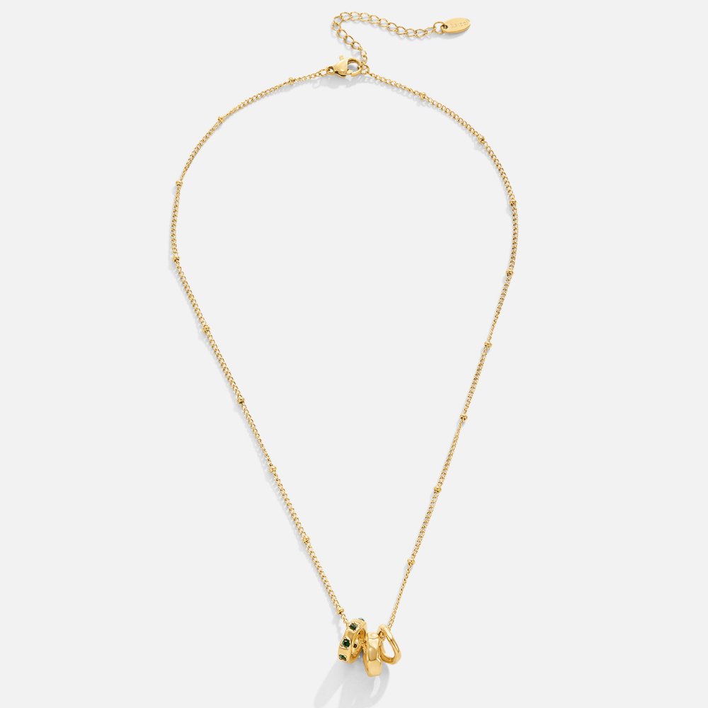 Gilded Emerald-Tone Linked Pendant – FIORENE