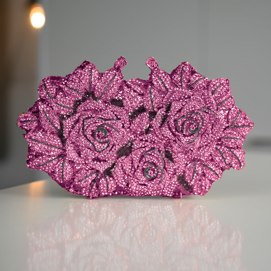 Fuchsia Rose Crystal Clutch – FIORENE