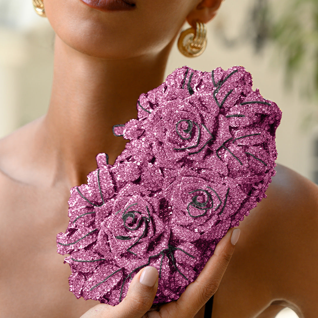 Fuchsia Rose Crystal Clutch – FIORENE