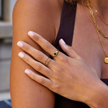 Gilded Sapphire Star Signet Ring – FIORENE