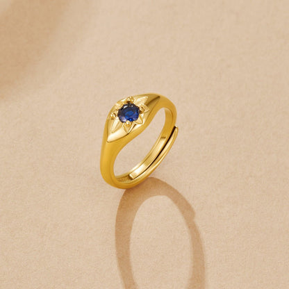 Gilded Sapphire Star Signet Ring – FIORENE