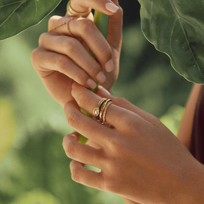 Gilded Double-Band Pearl Ring – FIORENE