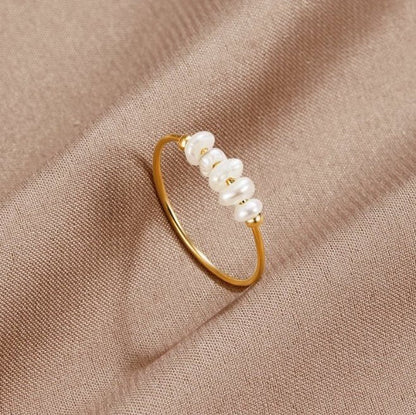 Gilded Five Pearl Ring – FIORENE