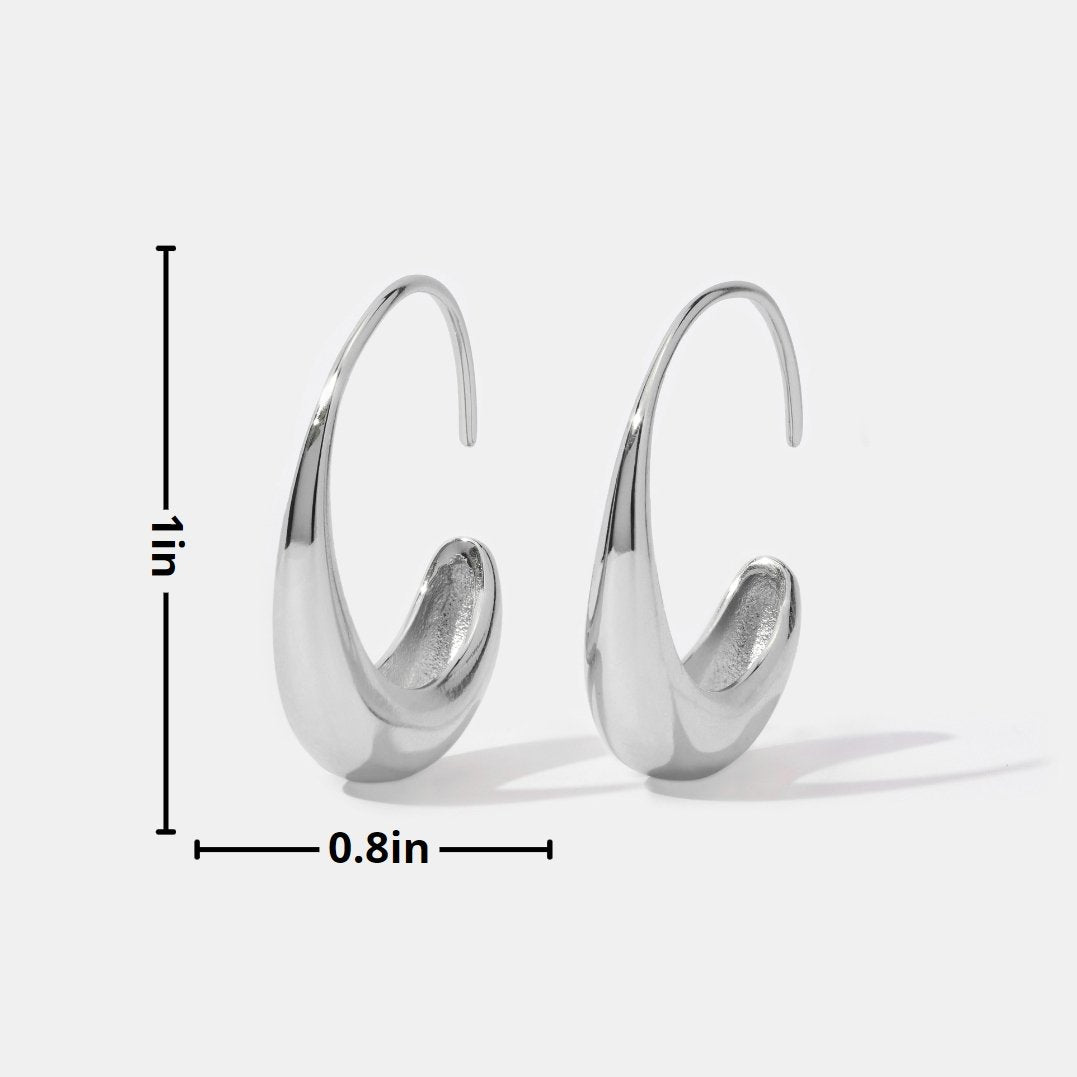 Radiant Silver Crescent Hoops – FIORENE
