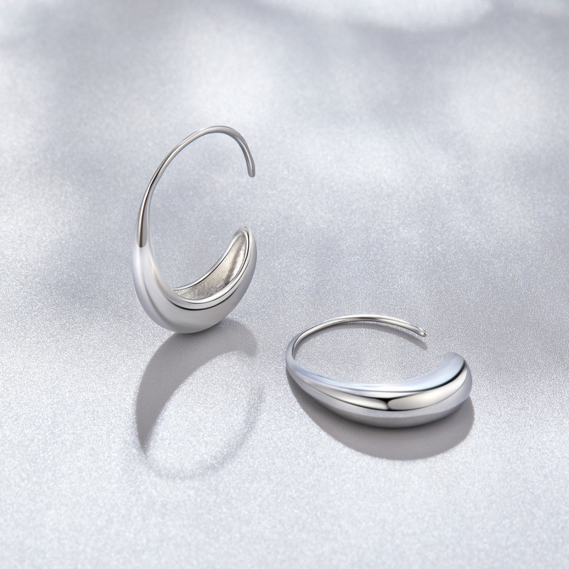 Radiant Silver Crescent Hoops – FIORENE