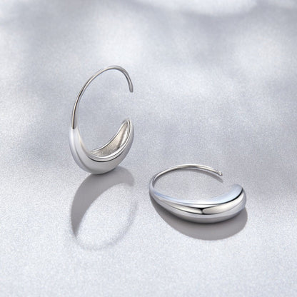 Radiant Silver Crescent Hoops – FIORENE