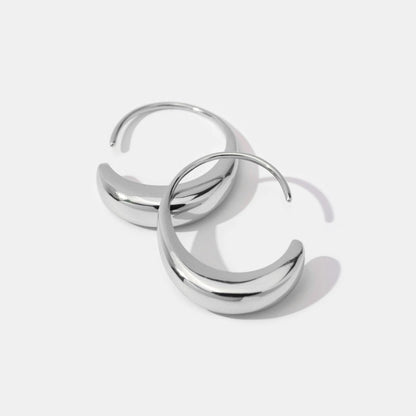 Radiant Silver Crescent Hoops – FIORENE