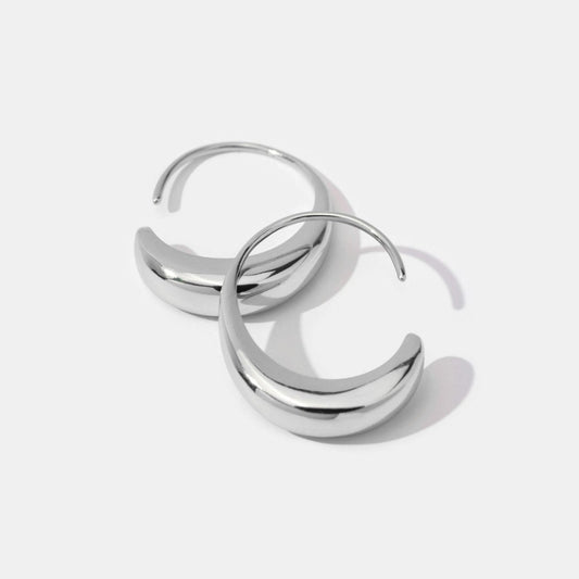 Radiant Silver Crescent Hoops – FIORENE