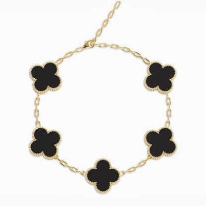 Mystic Onyx Quatrefoil Anklet – FIORENE