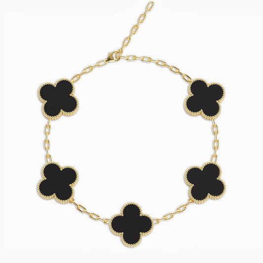 Mystic Onyx Quatrefoil Anklet – FIORENE