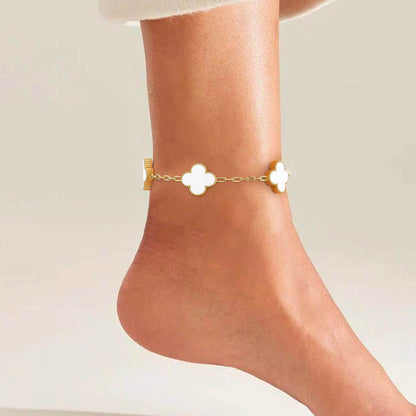 Mystic Onyx Quatrefoil Anklet – FIORENE