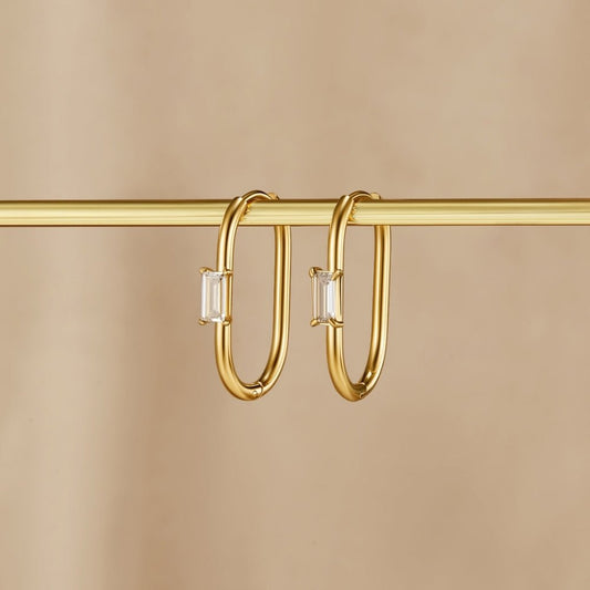 Gilded Baguette Link Earring – FIORENE
