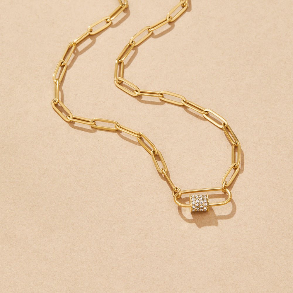 Gilded Carabiner Pave Necklace – FIORENE