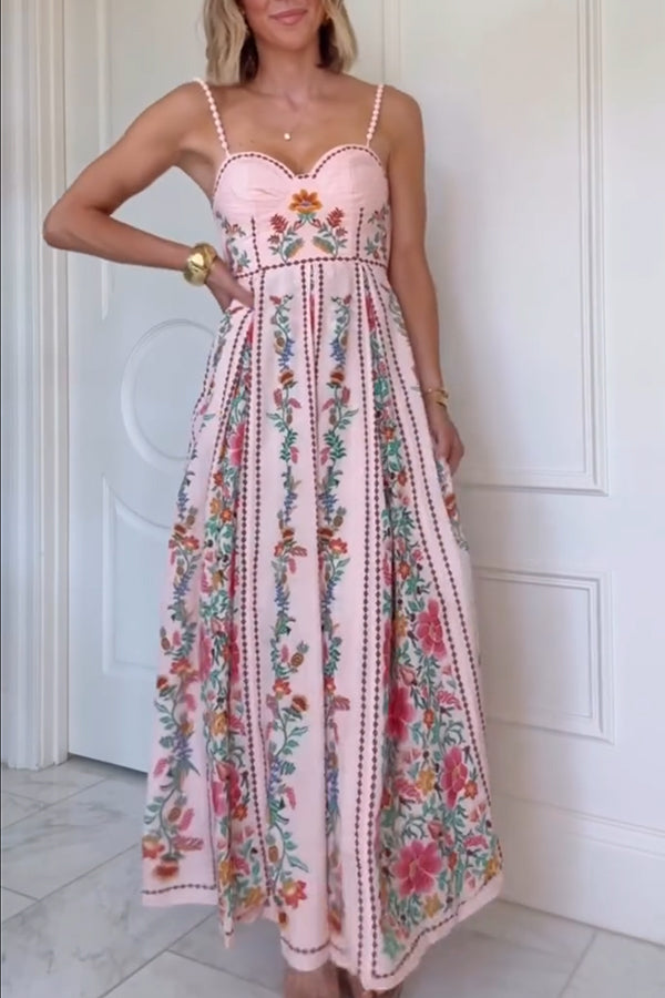 Blush Meadow Beaded Maxi Dress