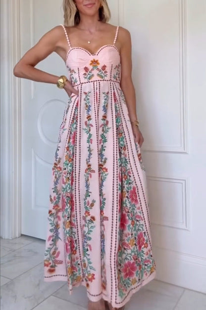 Blush Meadow Beaded Maxi Dress