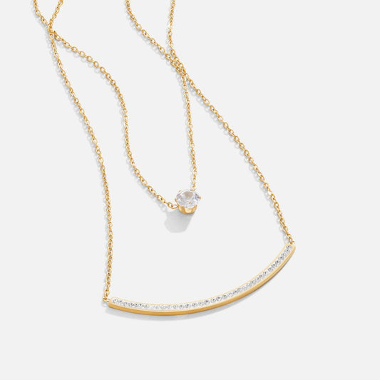 Layered Solitaire & Crystal Bar Necklace – FIORENE