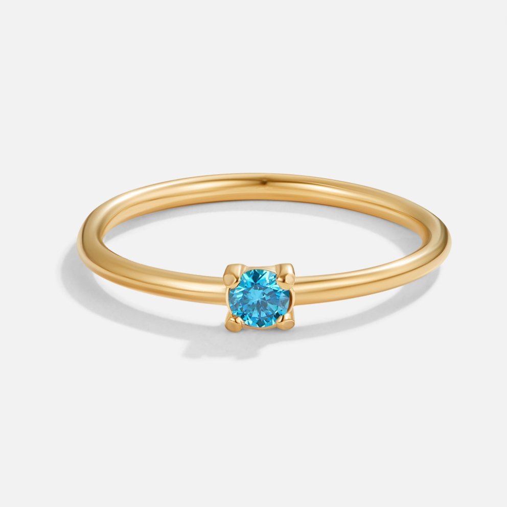 Gilded Azure Solitaire Ring – FIORENE