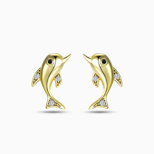 Golden Dolphin Sparkle Earrings - FIORENE