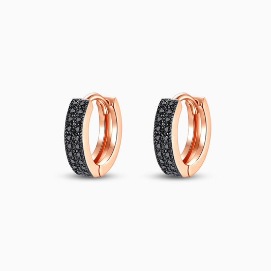 Selène Noir Pavé Huggie Earrings - FIORENE