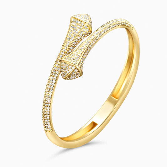 Golden Diamond Bow Bangle - FIORENE