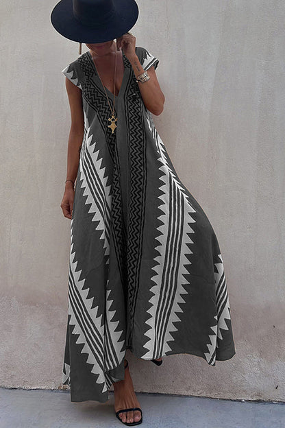 Sienna Ethnic Print A-Line Maxi Dress