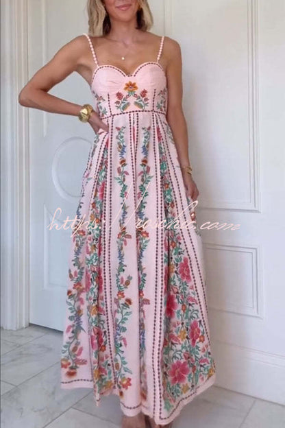 Blush Meadow Beaded Maxi Dress
