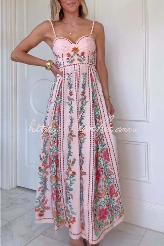 Blush Meadow Beaded Maxi Dress