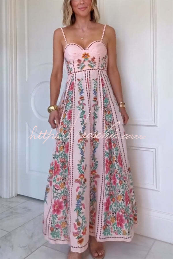 Blush Meadow Beaded Maxi Dress
