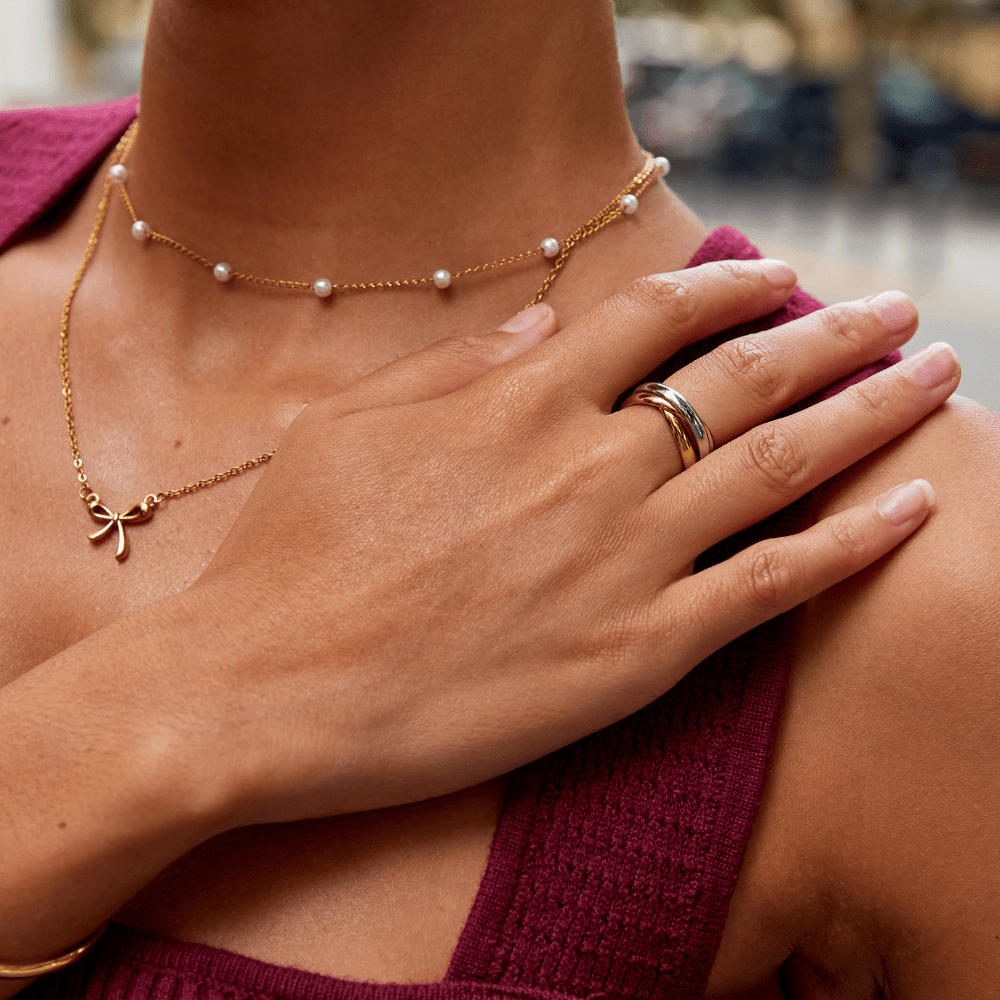 Radiant Tricolor Intertwined Ring – FIORENE