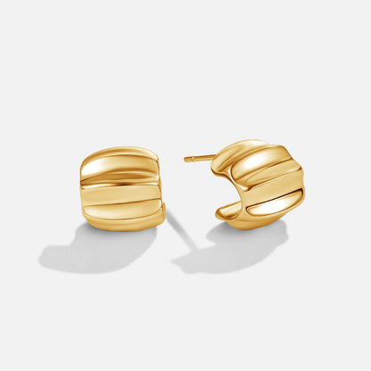 Ribbed Golden Dome Earring – FIORENE