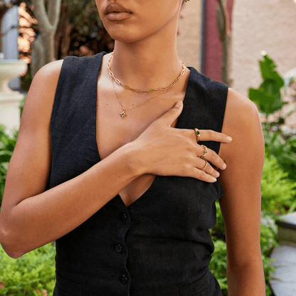 Emerald-Tone Golden Ring – FIORENE