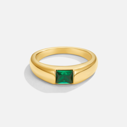 Emerald-Tone Golden Ring – FIORENE