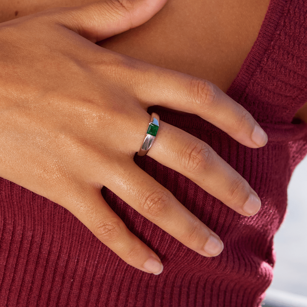 Radiant Emerald-Tone Ring – FIORENE