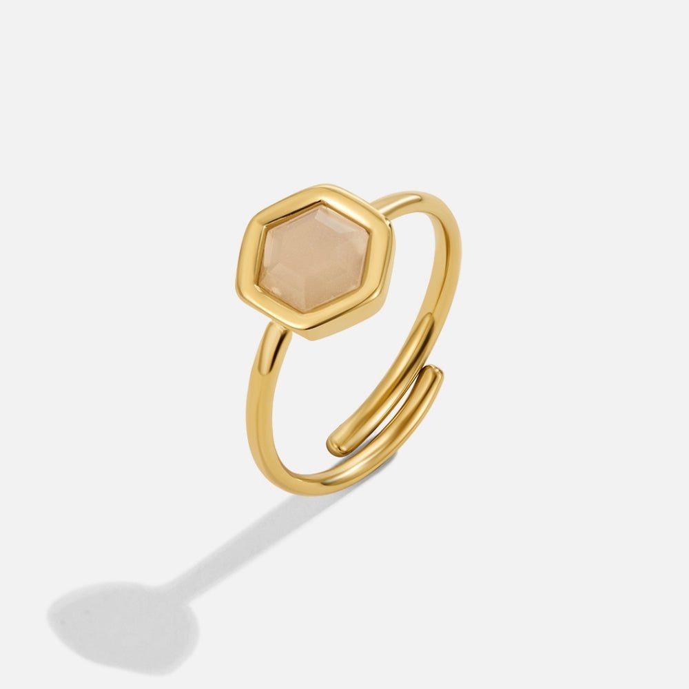 Honey Hexagon Quartz Ring – FIORENE