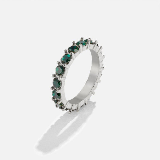 Emerald Eternity Silver Ring – FIORENE