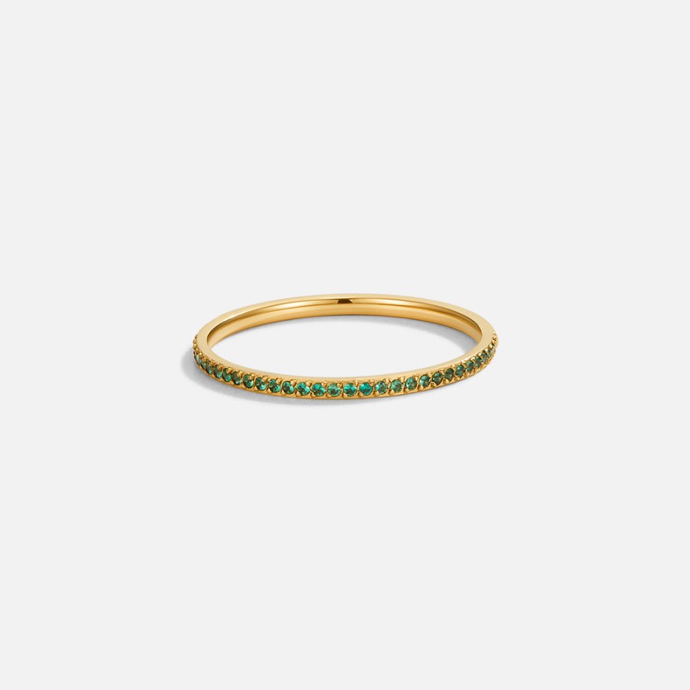 Emerald Micro-Pavé Gold Ring – FIORENE