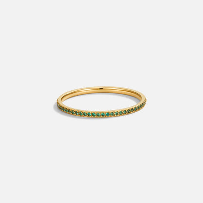 Emerald Micro-Pavé Gold Ring – FIORENE