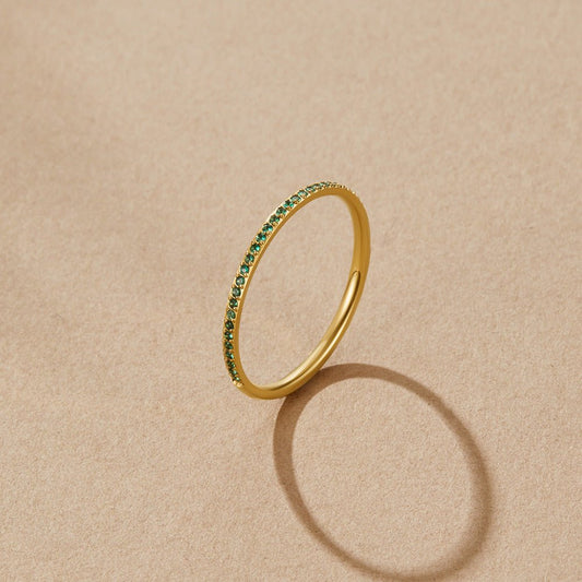 Emerald Micro-Pavé Gold Ring – FIORENE