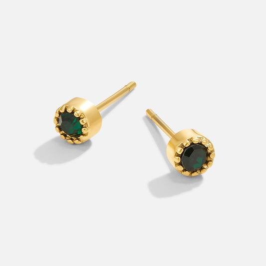 Gilded Emerald-Tone Stud Earrings – FIORENE