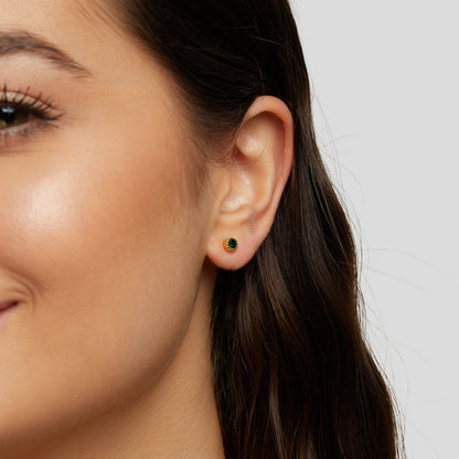 Gilded Emerald-Tone Stud Earrings – FIORENE