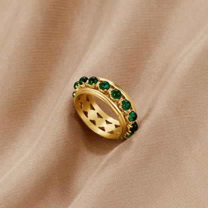 Emerald Orbital Lattice Ring – FIORENE
